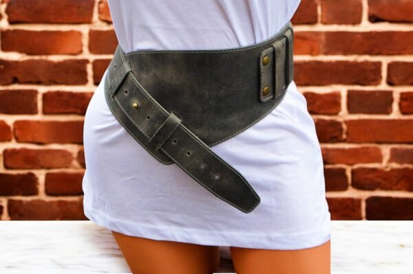Asimetric Wide Leather Belt for Women Waist - Image 4