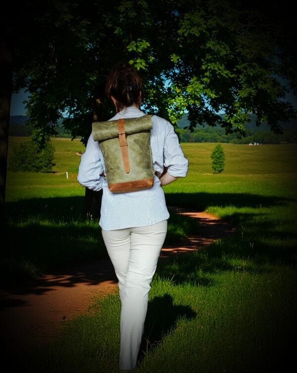 Rolled Leather  Backpack - Image 10