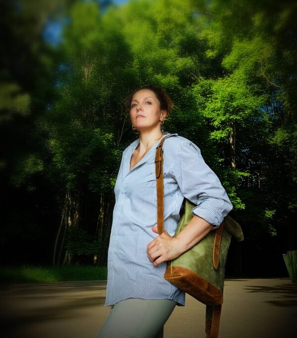 Rolled Leather  Backpack - Image 11