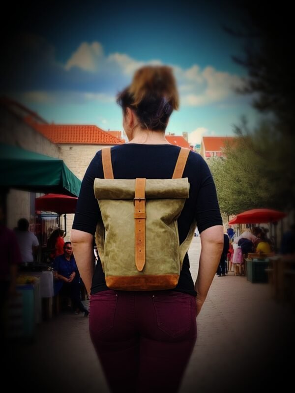 Rolled Leather  Backpack - Image 12
