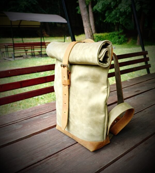 Rolled Leather  Backpack - Image 3