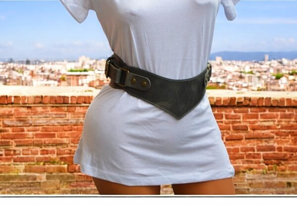 Double Wide Leather Belt for Women Waist