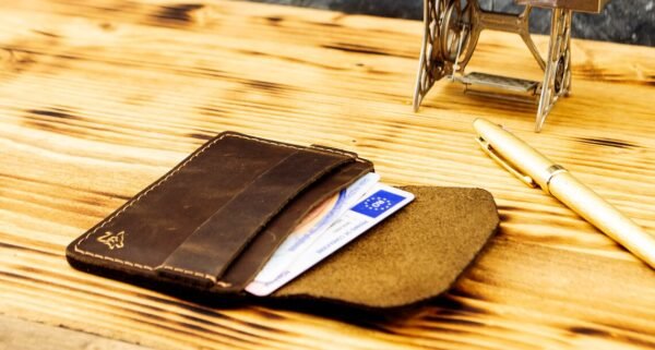 Personalized Full Grain Leather Card Wallet - Image 2