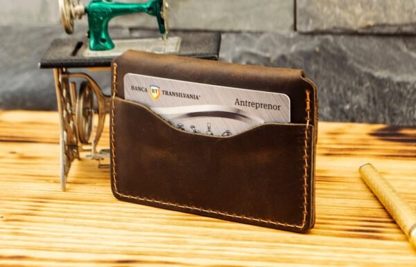 Personalized Full Grain Leather Card Wallet - Image 4