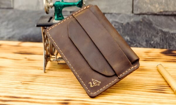 Personalized Full Grain Leather Card Wallet - Image 3